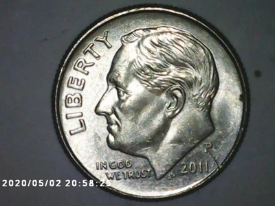 Moeda de dez centavos 2011 P Roosevelt - Imagem 1 de 3