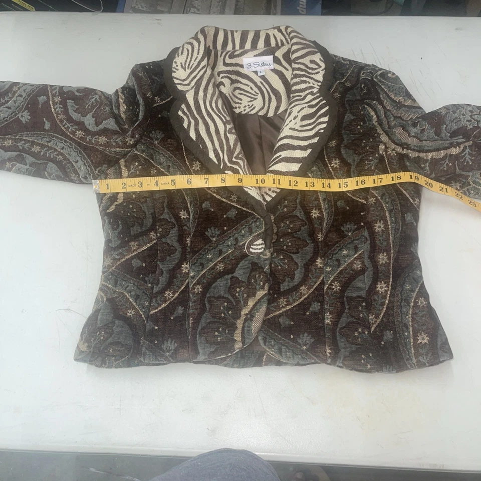 Blazer 3 Hermanas Mujer L Cachemira Artístico Boho Bloomcore Floral Foto 1 de 4