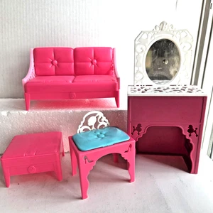 Barbie Dream House Furniture Couch Footstool Vanity and Bench - Picture 1 of 3