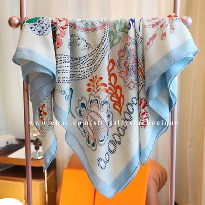Sallys 70% Cashmere 30% Silk Wrap Scarf Floral Horse Print Double Face Shawl 53" - Image 1 of 4
