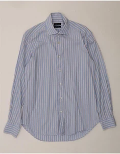 ZARA Mens Shirt EU 42 Large Blue Striped Cotton AD11 - Picture 1 of 3