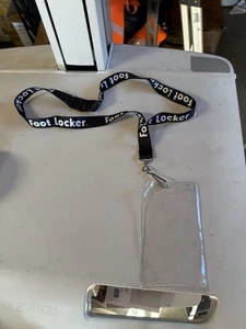 Foot Locker Mitarbeiter Schlüsselband mit Ausweishalter - schwarz weiß Logo abnehmbarer Clip - Bild 1 von 6