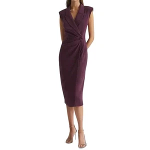 Reiss Dress 6 Cecile Tuxedo Bodycon Midi Longline Blazer Strong Shoulder New - Picture 1 of 10