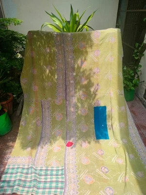 Edredón kantha reversible, edredón kantha vintage Gudri, edredón kantha indio Foto 1 de 4