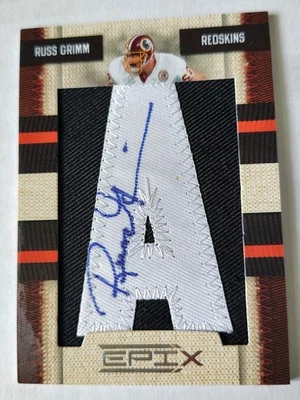 2010 Epix Letterman Patch Auto Russ Grimm /50 Redskins HOF SSP Letter A - Image 1 of 2