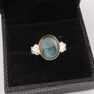 Anillo de plata esterlina 925 con piedras preciosas de labradorita hecho a mano joyería anillo regalo para mujer Foto 1 de 3