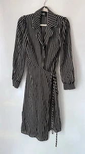 Vestido envolvente de crepé a rayas Reformation Salem talla mediana manga larga - Imagen 1 de 5