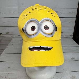 Despicable Me Minions Hat Yellow Face Cap Elastic Back Kids Universal Studios - Picture 1 of 7