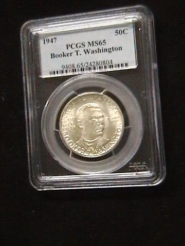 1947  BOOKER T. WASHINGTON COMMEMORATIVE HALF DOLLAR! MS65 GRADED BY PCGS Cover