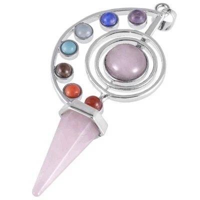 Collar péndulo punta cristalina curativa de 7 chakras para mujer colgante de piedra hexagonal Foto 1 de 4