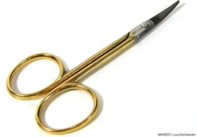 BS DOPPELKOPF Nagelschere Hautschere Schere Scheren gebogen rund vergoldet gold farben 3,5'' V