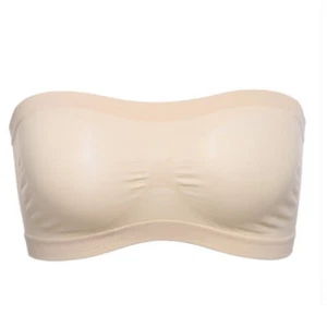 One Size Bandeau Bra Strapless Ladies Boob Tube Summer Basic Stretch.  ☽ - Picture 1 of 13