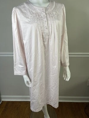 Camisón vintage Miss Elaine rosa satinado pradera grande algodón respaldo floral Foto 1 de 4