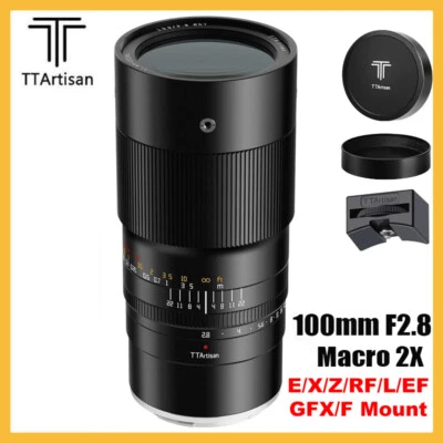 TTartisan 100mm F2.8 Macro 2X Full Frame Lens for Fuji GFX FX Sony E Canon EF RF - Image 1 of 4