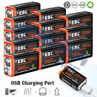 9V 9 Volt Li-ion USB Rechargeable Batteries 5400mWh Lithium Ion Battery Pack Lot