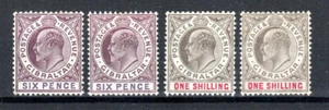 Gibraltar 1904-08 6d and 1s ord and chalk-surfaced paper SG 60, 60a, 61, 61a MH - Picture 1 of 1