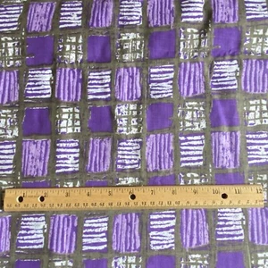 1.9 YD Vintage Abstract Geometric Fabric Purple Cotton 1950s - Picture 1 of 4
