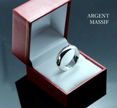 Anneau Large En Argent Massif Alliance Pour Homme Femme neuf taille 48 au 70 - Photo 1/4