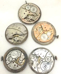 LOT 5 WRISTWATCH MOVEMENTS - FOR REPAIR OR PARTS - Picture 1 of 2