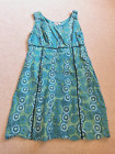 Womens Dress-APSARA-white/blue/green patterned 100% cotton sleeveless-M