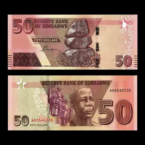Zimbabwe 50 Dollars Banknote Revise Hybrid 2020 UNC P-105 - Picture 1 of 1