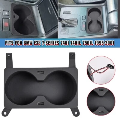 Dual Drink Cup Holder With Dual USB Charging For BMW 740i 740iL 750iL 1995-2001 - Image 1 of 4