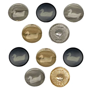Duck Swimming Solid 0.6" (15mm) Round Metal Shank Buttons for Sewing - Set of 10 - Picture 1 of 5
