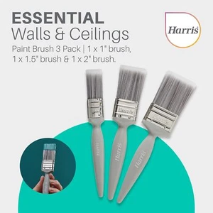 Harris Essentials Walls & Ceilings Paint Brushes, 3 Brush Pack, 1", 1.5", 2"Grey - Picture 1 of 6