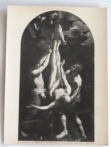 Antique Photo Albumen Print Crucifix of St. Peter Roma Alinari Guido Reni Italy - Picture 1 of 4