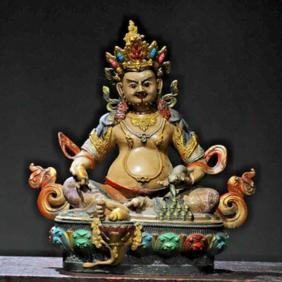 Estatuas amarillas de Jambhala pintura de cobre budismo tibetano antiguo de 11,81" Foto 1 de 4