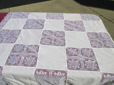 Christmas Tablecloth Lace Patchwork White Vtg Poinsettia Holiday 49" x 50"