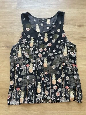 Camiseta sin mangas Versus Versace negra seda floral estampado piña talla 48 - mediana EE. UU. Foto 1 de 4