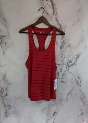 Camiseta sin mangas Zyia Active para mujer XXL 2XL roja a rayas transparentes espalda deportiva Habana NUEVA Foto 1 de 4