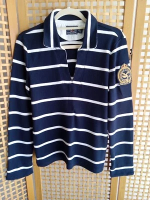 Nuevo sin etiquetas Suéter Pullover American Living Talla L Algodón Manga Larga Azul Marino/Blanco Rayas Foto 1 de 4