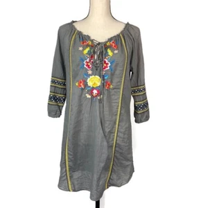 Johnny Was 3J Workshop Embroidered Tunic Top Blouse Womens S Floral Elbow Sleeve - Picture 1 of 10