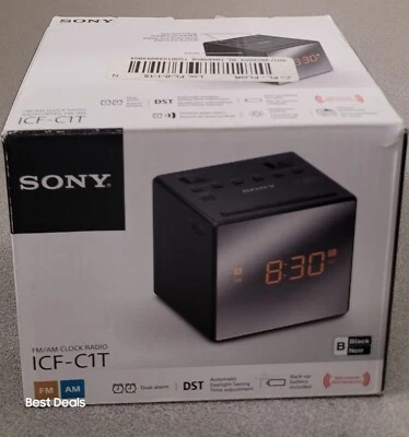 Sony ICF-C1T Desktop Alarm Clock AM FM Radio Black - Image 1 of 2