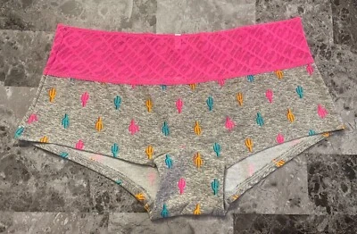 NUEVO CON ETIQUETAS BRAGAS CORTAS VICTORIA'S SECRET ROSA L GRIS VERDE AZULADO BANDA DE MALLA DE CACTUS RARAS PARA NIÑOS Foto 1 de 3