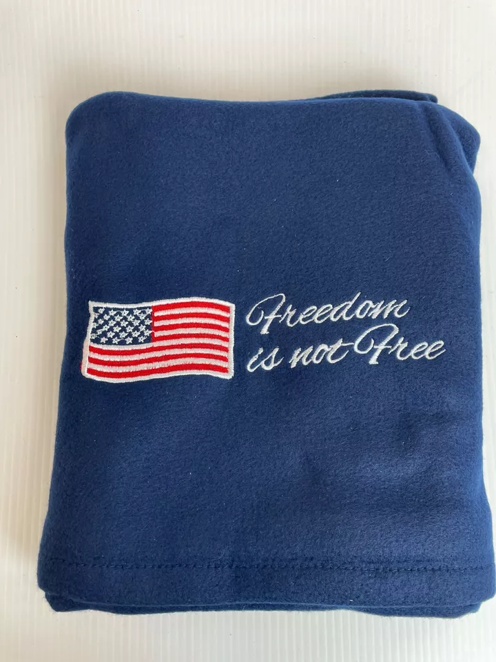 Navy Blue Freedom Is Not Free USA Patriot Throw Medium Blanket - Image 1 of 1