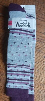 Calcetines Woolrich Pequeños Pequeños S Estrellas Lana Merino Largo Sobre la pantorrilla Granate Gris Mujer Foto 1 de 3