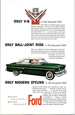 PRINT AD 1954 Ford Crestline Victoria Pinetree Green 2 Door Hardtop 6.5 x 10 - Image 1 of 3