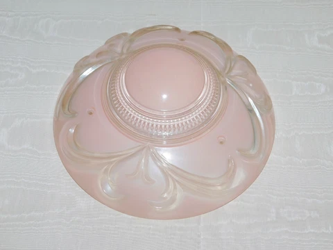 VINTAGE  HOUSE 11 1/4" ACROSS 3 HOLE HANGING GLASS BLUSH PINK GLOBE LIGHT COVER Cover