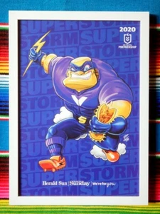Framed 2020 MELBOURNE STORM NRL Premiers Poster - 45cm x 32cm x 3cm - Foto 1 di 3