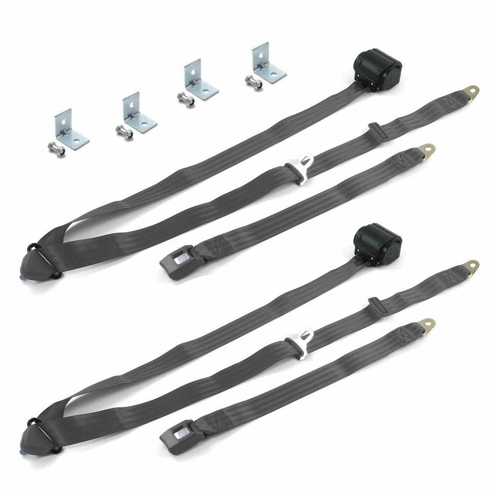 Ford Falcon 1964 - 1965 estándar 3pt kit de cinturón de seguridad carbón con soportes - 2 cinturones Foto 1 de 1