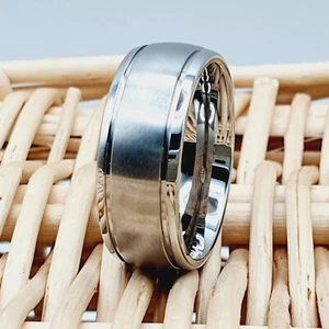 Men's Titanium Proposal Band His & Her Anniversary Ring Brushed Dome Ring - Picture 1 of 7