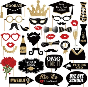 Happy Graduation 2025 Photo Booth Props 35Pcs Funny Large Graduation Photo Props - Picture 1 of 12