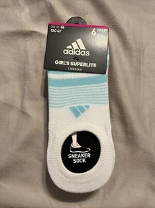 NWT Girls Adidas Superlite Super No Show Six Pack Socks Girls 13C-4Y Medium $16 - Picture 1 of 5