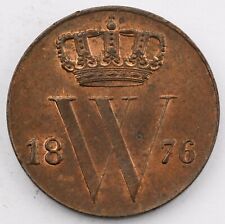 Netherlands Willem III 1/2 Cent 1876 Utrecht Copper SPL+ KM 90