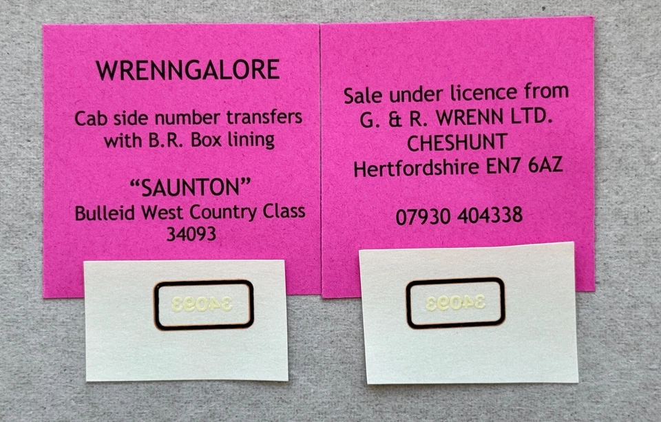 WRENN BULLEID 'SAUNTON ' cab sides 34093, + box lining, NEVERWAZZA, planned 1992 - Image 1 of 1