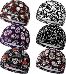 6 Pcs Men Skull Cap Helmet Liner Cooling Sweat Wicking Beanie Head Wrap Bicyc... - Picture 1 of 6