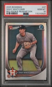 2025 Bowman Shay Whitcomb RC Cromo Rosso Rookie Redemption #47 Astros PSA 10 - Foto 1 di 2